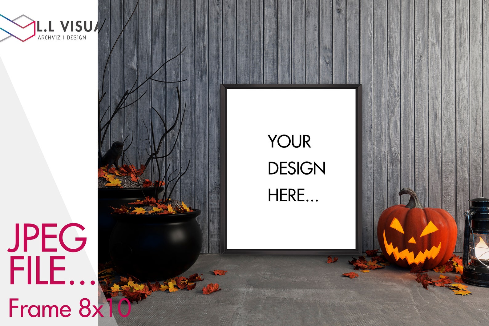 Mockup marco de Halloween maqueta de póster 8x12 / 24x36