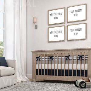 Baby Room Mockup, Four Frame Mockup,  8x10/16x20 Horizontal Digital Frame Mockup, Stock Photos, Styled Stock Photography