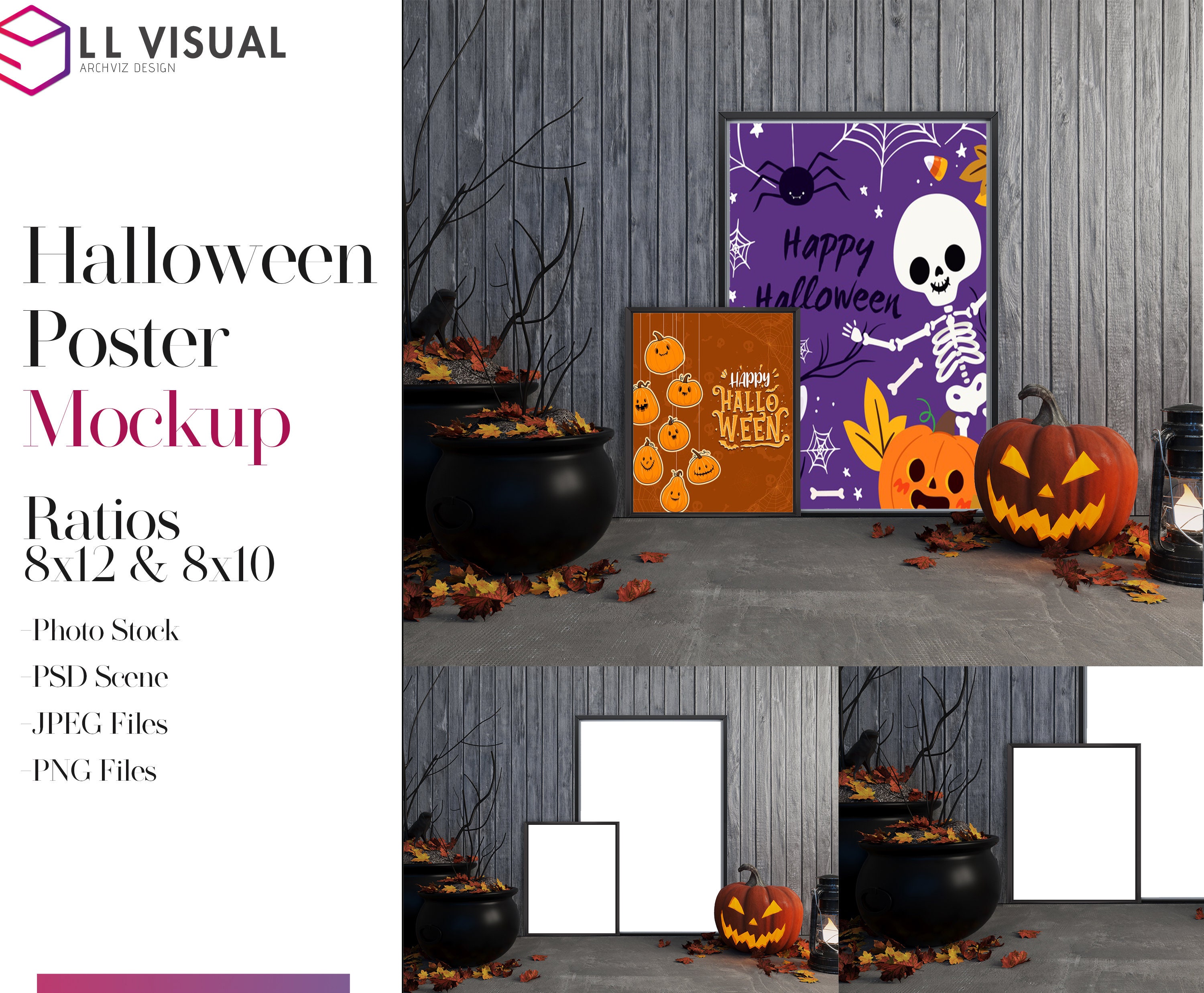 Download Halloween Frame Mockup Poster Mockup 8x12 24x36 Frame Etsy