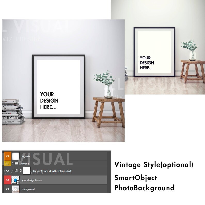 Download Frame Mockup 8x10/ 16x20 Vertical Digital Black Frame | Etsy