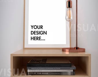 Frame Mockup, 8x10/ 16x20  Vertical Digital Wood Frame Mockup, Scandinavian Style Mockup  , Stock Photo