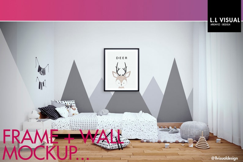 Download Kids Bedroom Mockup Wallpaper Mockup 8X10 Frame Mockup | Etsy