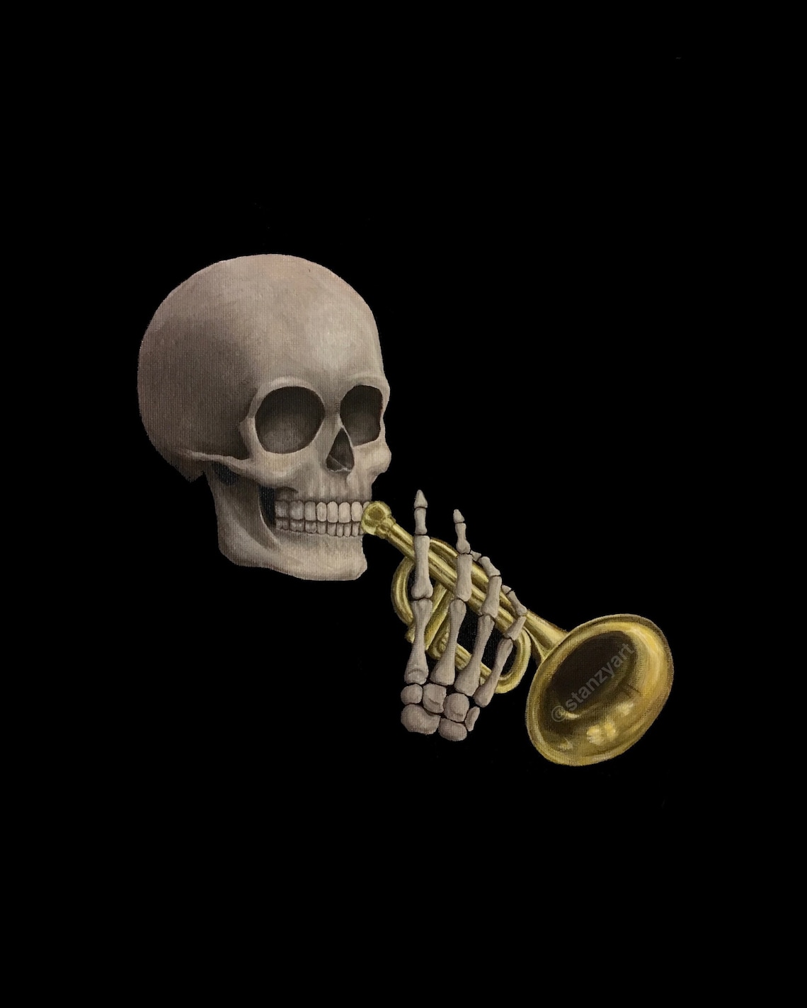 Skull Trumpet Doot Doot Print Art Print Wall Art Poster Etsy