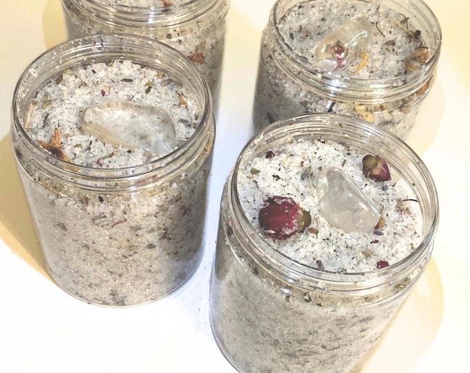 Radiant Reset Bath Soak | Clear Quartz Crystal Salt with Herbs | Spiritual Cleansing & Energy Alignment