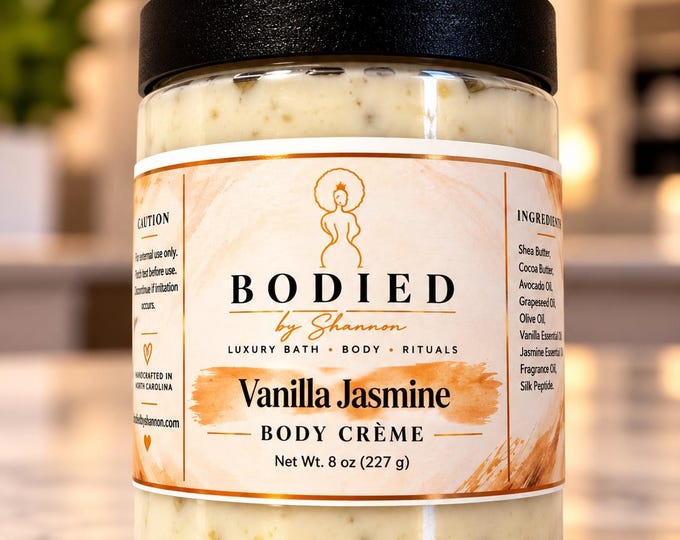 Handmade Body Crème, Vanilla Jasmine, Rich Whipped Texture, 8 oz