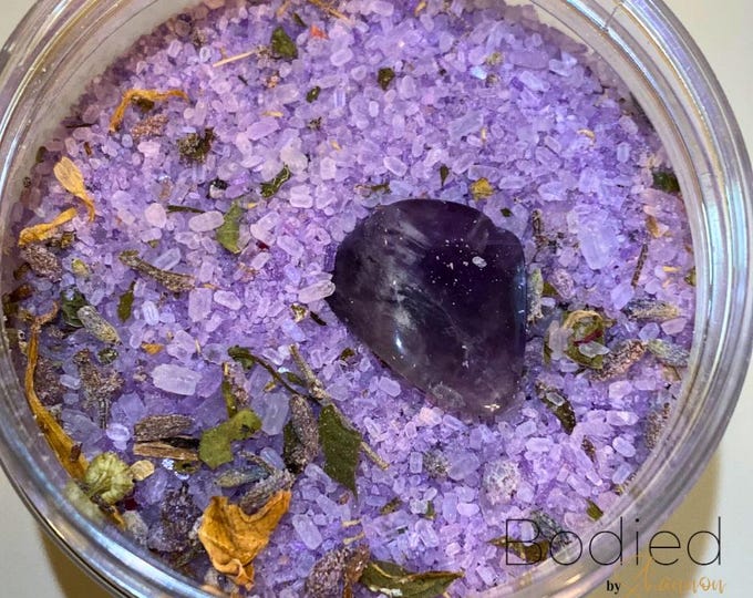 Lavender Bath Salt with Amethyst | Crystal Bath Soak for Stress Relief & Relaxation