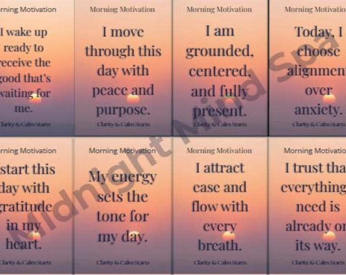 Morning Motivation Affirmation Cards | Daily Alignment Printable Deck | 40 Positive Affirmations for Mindset & Clarity