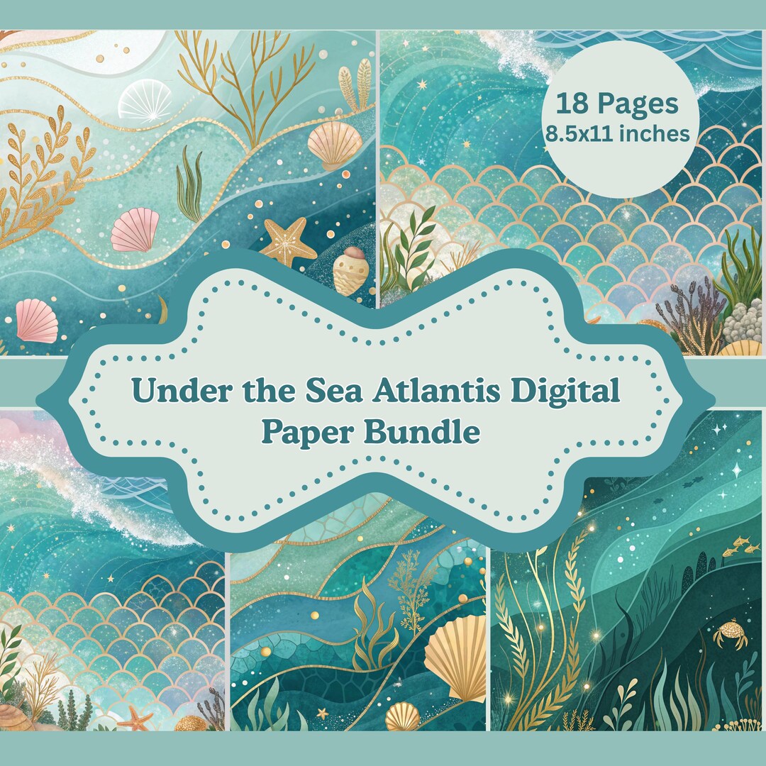 Under the Sea Atlantis – Luxe Digital Paper Bundle (18 Pages ...