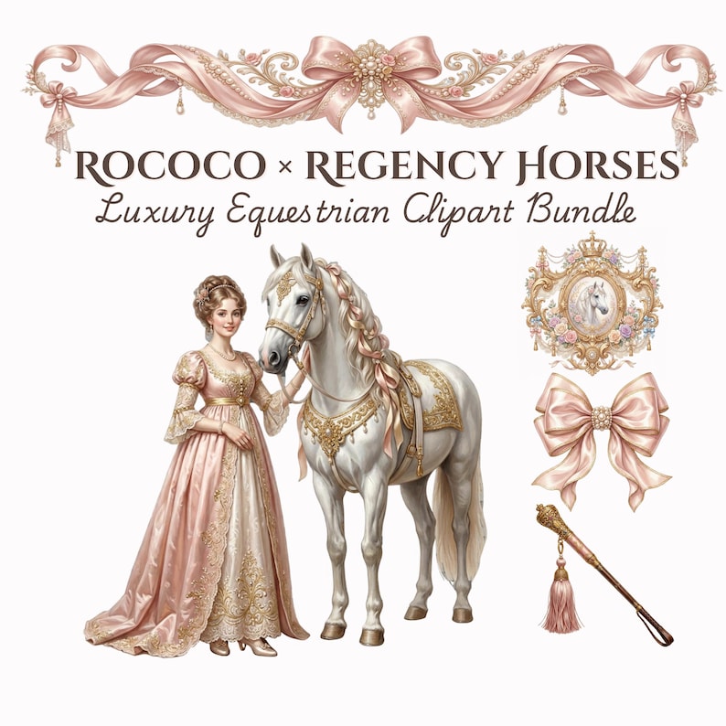 Rococo Regency Horse Clipart Bundle, Elegant Equestrian, Vintage ...
