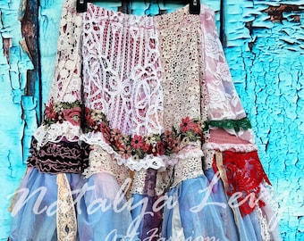 Shabby Chic Boho Lace Asymmetrical Skirt