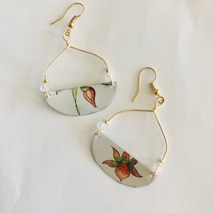Sustainable earrings/recycled tin earrings/tin earrings/hand cut earrings/handmade earrings/upcycled jewelry/upcycled earrings/slow fashion