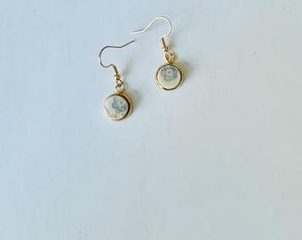 Broken vintage china dangle earrings