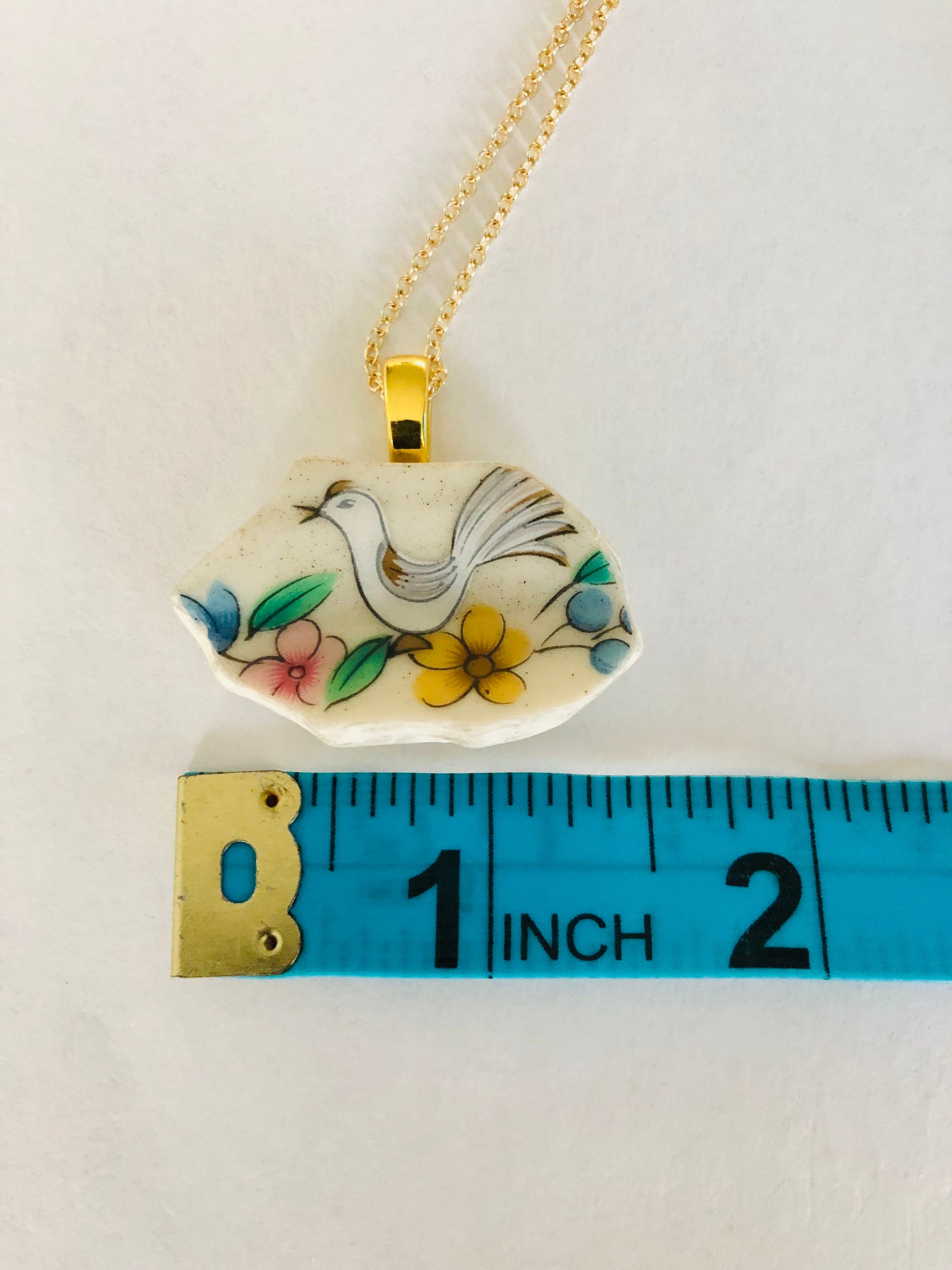 Broken Plate Pendant/bird Necklace/vintage Plate Pendant/broken Plate