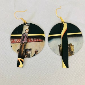 Sustainable jewelry/eco friendly earrings/recycled tin earrings/scotch whisky tin/statement earrings/handmade earrings/recycled tin jewelry
