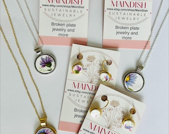 Colgantes de platos rotos personalizados: joyas de reliquia hechas con tus platos