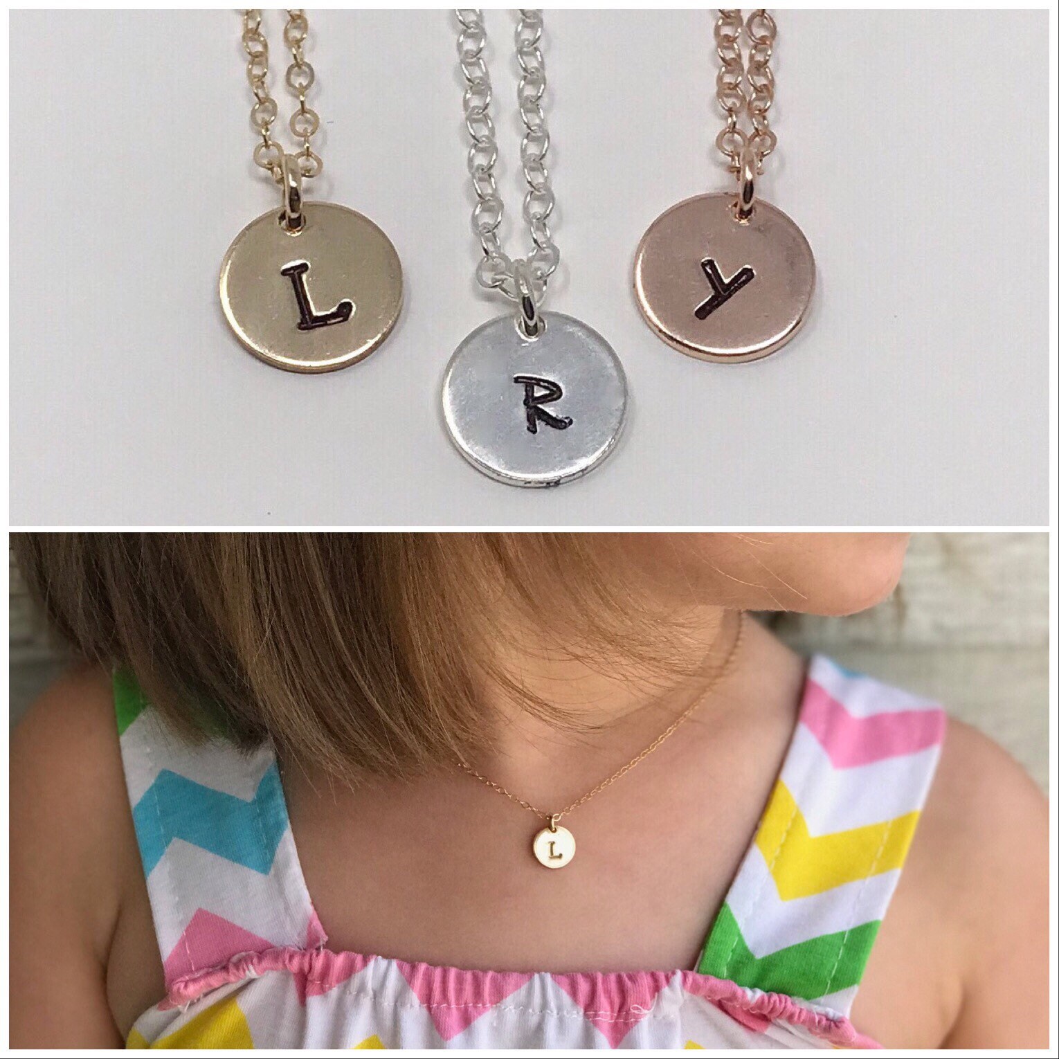 Child's initial necklace Toddler initial keepsake Etsy