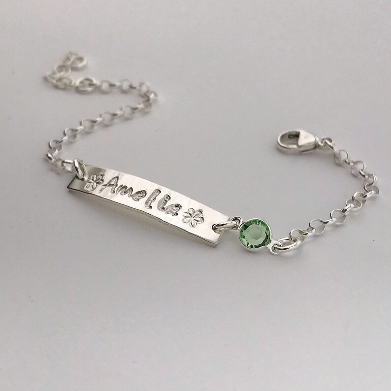 Newborn baby birthstone bracelet Childs personalized name Etsy