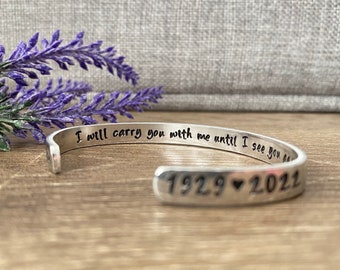 I will carry you bracelet, Personalized Bracelet for Loss of Loved One, Loss of Father Gift for Daughter, Gift for Funeral, parent gift