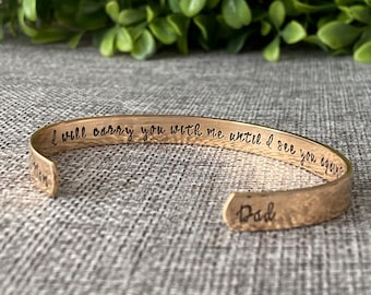 I will carry you bracelet, Personalized Bracelet for Loss of Loved One, Loss of Father Gift for Daughter, Gift for Funeral, parent gift
