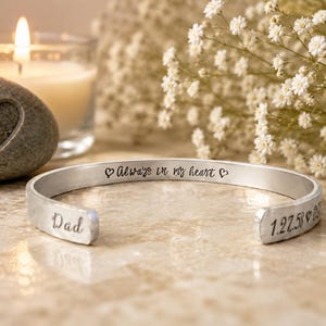 Always In My Heart Bracelet, Father Memorial Jewelry, Sympathy Gift for Friend, Loss of Loved One Condolences, In Memory of Dad