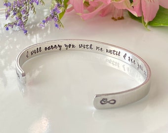 I will carry you bracelet with me, Personalized Bracelet Loss of Husband, Gift for Widow, Bereaved Wife, Husband Funeral Memorial Keepsake