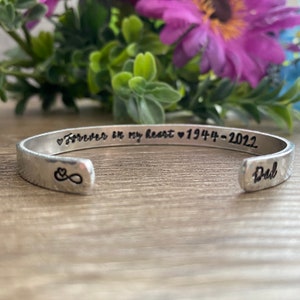 Loss of Father Dad Sympathy Gift for Bereaved Daughter, Loved One Loss Memorial Keepsake Remembrance, Forever In My Heart Engraved Bracelet