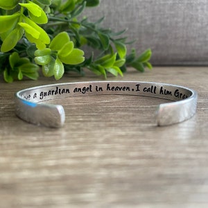 I have a guardian angel in heaven Bracelet, Personalized Custom Engraved Loss of Loved One Grandparent Mom Dad Friend Brother Sympathy Gift