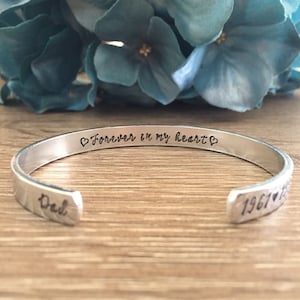 Forever In My Heart Bracelet, Personalized Bracelet for Loss of Loved One, Loss of Father Gift for Daughter, Gift for Funeral