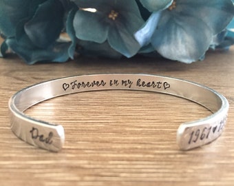 Forever In My Heart Bracelet, Personalized Bracelet for Loss of Loved One, Loss of Father Gift for Daughter, Gift for Funeral