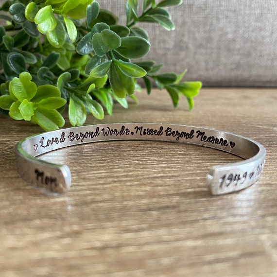 Loss of Mother Memorial Bracelet Remembrance Gift Loss of Loved One Loved Beyond Words Missed Beyond Measure Bereavement Keepsake Jewelry Etsy UK