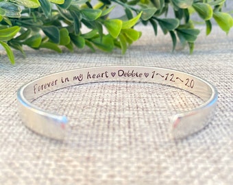 Sympathy Keepsake Gift for Friend, Loss of Loved one Bracelet, Forever in my heart Jewelry, Personalized Engraved Bracelet, Comforting gift