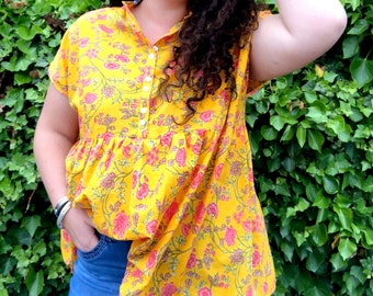 Homestead Top in Block Print Floral