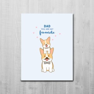 Cartão de Dia dos Pais Corgi/Pai Você é Meu Favorito/Feliz Dia dos Pais/Corgi/Cartão Corgi Bonito/Cartão A2/Cartão em Branco