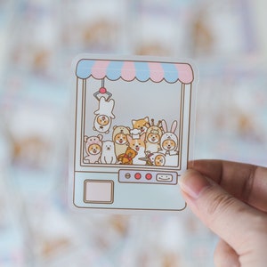 Corgi Stickers/ Clear Stickers/ Claw Machine/ Crane Machine/ Cute/ Vinyl Sticker/ Journal Planner Stickers/ Laptop Stickers/ Phone Decor