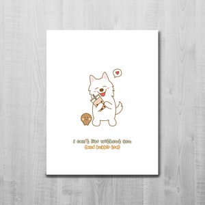 Cartão de amor samoiedo/Não posso viver sem você e chá de bolhas/Aniversário/Dia dos Namorados/Cartão fofo/Cão/Animal/Cartão em branco/Cartão A2