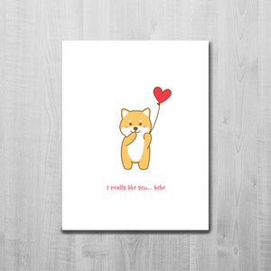 Carte Shiba Inu vous aime vraiment/ Carte amour/ Anniversaire/ Saint-Valentin/ Jolie carte de voeux/ Chien/ Animal/ Carte vierge/ Carte A2