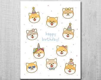 Karta urodzinowa Shiba Inu, kartka okolicznościowa A2