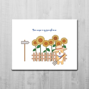 Tu es mon soleil/ Carte Corgi Love/ Tournesol/ Carte de voeux/ Jolie carte de voeux/ Anniversaire/ Merci/ Chien/ Carte vierge/ Carte A2