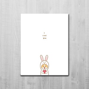 Biglietto d'amore Corgi/ Vestito da coniglietto/ Corgi/ Biglietto d'auguri/Ti amo/ Biglietto d'auguri carino/ Cane/ Cagnolino/ Animale/ Biglietto vuoto/ Biglietto A2