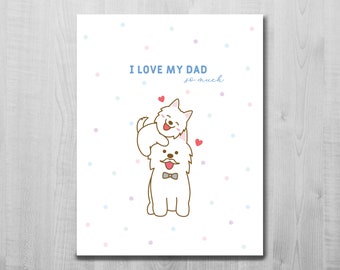 Samoyed Father's Day Card: Puppy Love, A2 Size