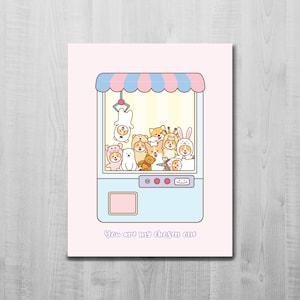 Cartão de amor corgi/máquina de garra japonesa/máquina de guindaste/brinquedo corgi/você é meu escolhido/cartão fofo/cachorro/animal/cartão em branco/cartão a2