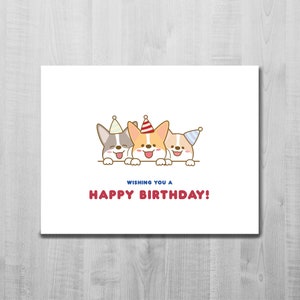 Corgis Geburtstagskarte/ Alles Gute zum Geburtstag/ Geburtstagsgeschenk/ Süße Grußkarte/ Hund/ Hund/ Tier/ Blanko Karte/ A2 Karte