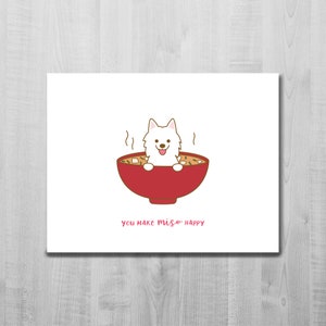 Tarjeta de amor samoyedo/ Haces feliz al miso/ Sopa de miso/ Alegre/ Aniversario/ San Valentín/ Tarjeta de felicitación linda/ Perro/ Animal/ Tarjeta en blanco/ Tarjeta A2
