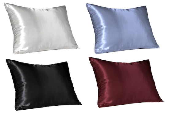 Satin Silk Pillowcase Zipper Pillow Case Cover Queen Standard Cushion Cover US