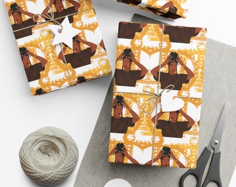 Queen African American Gift Wrapping Paper | Black Girl Wrapping Paper | Birthday Wrapping Paper | Woman Gift Paper | Melanin Wrapping Paper