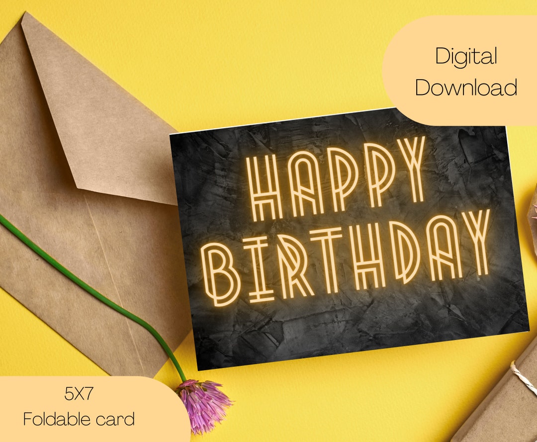 Happy Birthday Card for Him Printable Birthday Card Black and Gold ...