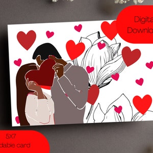 Be Mine Valentines Day Card | Black Couple Card | African American Greeting Card | African American Couple | Printable Valentines Day Card