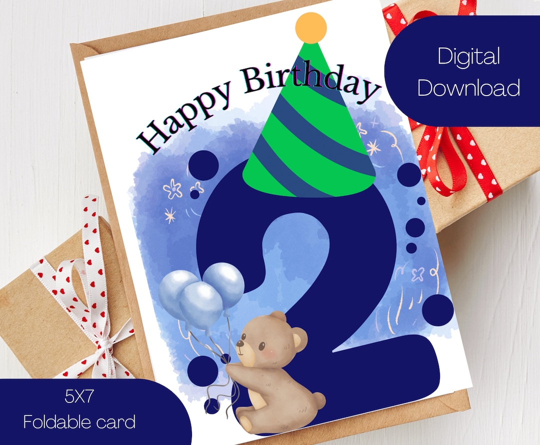 2nd Birthday Card Boy Baby Birthday Boy Happy 2nd Birthday Baby