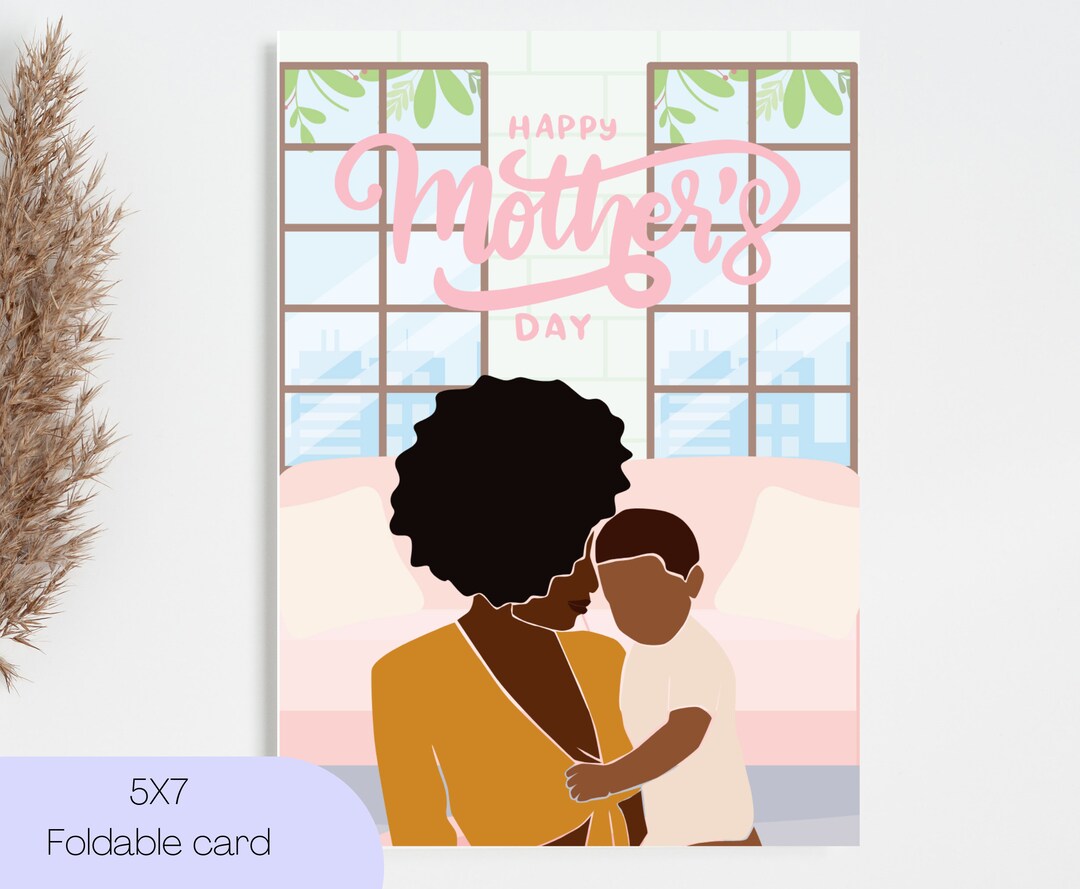 African American Mother's Day Card | Black Mom & Child (digital ...