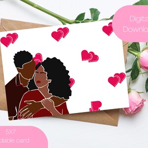 Zwarte paar verjaardagskaart | Nieuwe koppelkaart | Afro-Amerikaanse liefde wenskaart | Afdrukbare zwarte paarkaart | Zwarte liefdeskaart